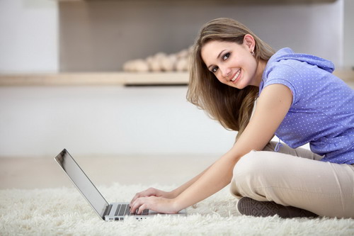 Young woman working on a laptop